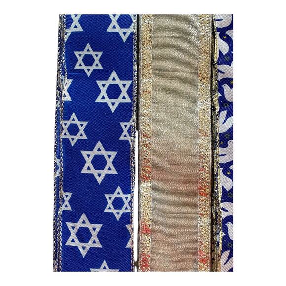 Hanukkah Wreath Kit | Happy Hanukkah Sign + Wired Ribbons | DIY Holiday Decor - Picture 4 of 6